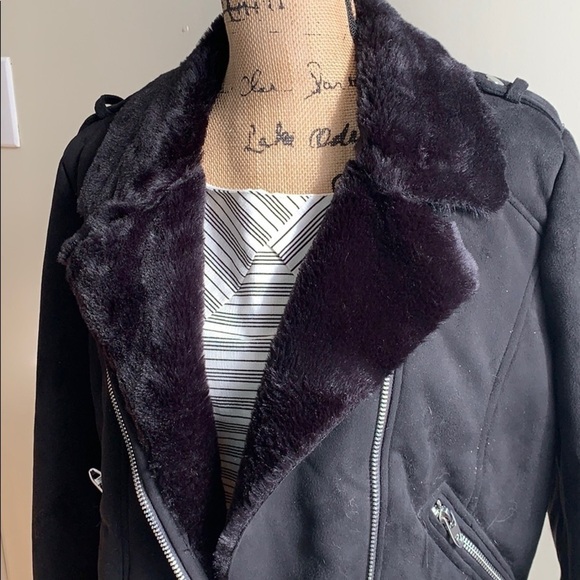 Zara fur-lined and fur-trimmed biker jacket XL - Picture 5 of 12